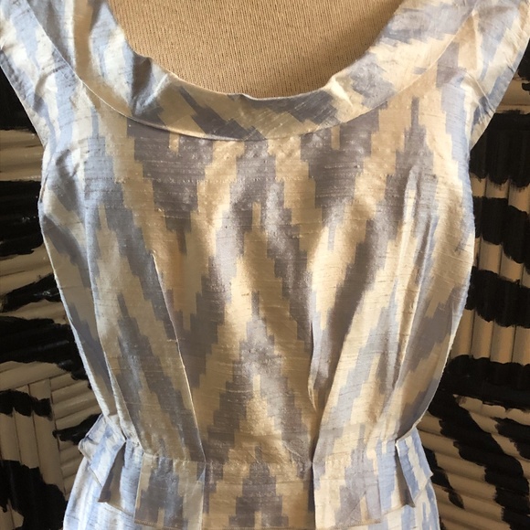 Calypso St. Barth Raw Silk Dress White Blue Large - Picture 3 of 8